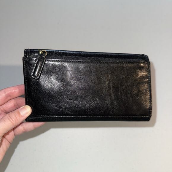 Fossil Women’s Genuine Leather Trifold Wallet With Checkbook Divider Black - Picture 3 of 7